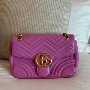 Gucci Women's GG Marmont Vibrant Pink Shoulder Bag